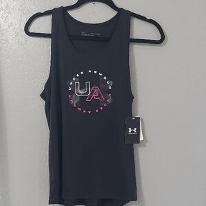 Under Armour Black Tank Top with Pink-Accented UA Logo